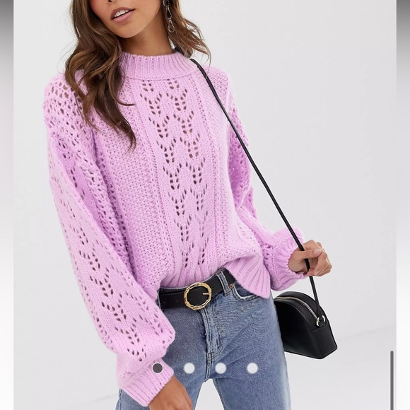 ASOS Lilac/Pink Sweater Open Stitch Bell Sleeve - Picture 1 of 6